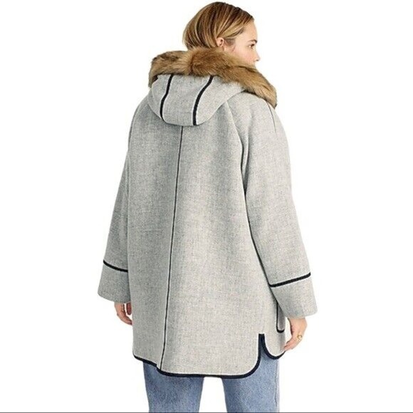NWT $398 J. CREW Summit Parka in Italian Stadium-Cloth Wool BA541 Heather Dusk 2 - Picture 3 of 3